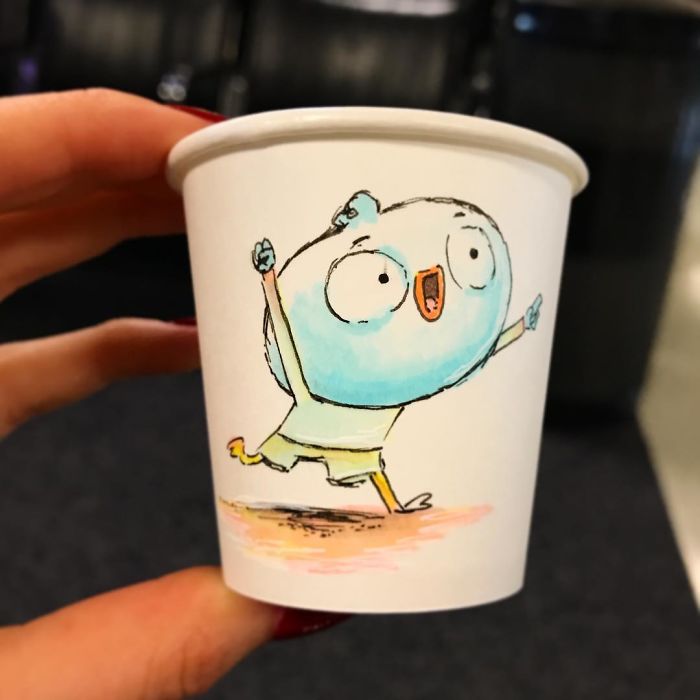 While Working As An Animator I Still Find The Time To Draw On Coffee Cups