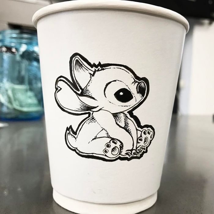 While Working As An Animator I Still Find The Time To Draw On Coffee Cups