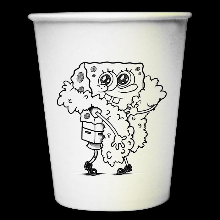 While Working As An Animator I Still Find The Time To Draw On Coffee Cups