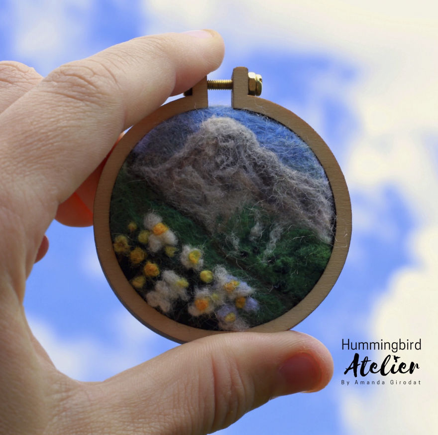 Swiss Mountains Needle Felt Mini Hoop