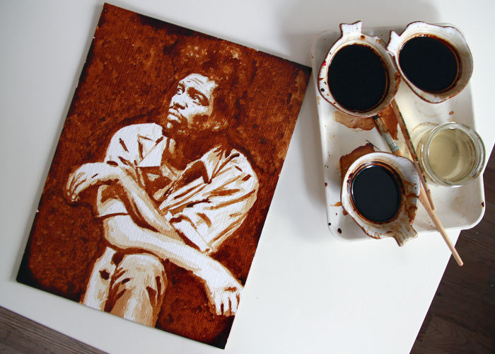 I Paint My Favorite Artists Using Coffee