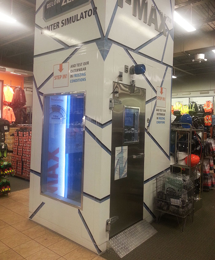 cabin with the door and the window