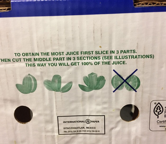 box of limes with recommendation of different ways of cutting them