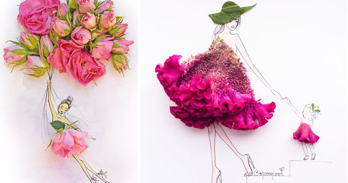 I Use Flowers & Veggies To Create Fashion Illustrations