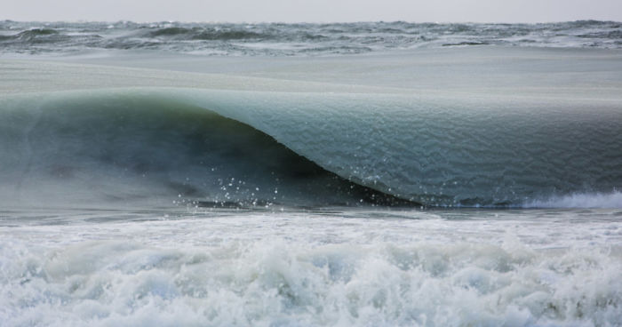 Freezing Ocean Waves Turned Into Slurpee During The Coldest Winter We’ve Had In 81 Years