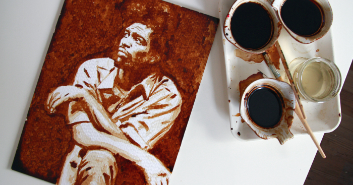 I Paint My Favorite Artists Using Coffee