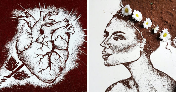 I Use Coffee Powder To Create My Drawings