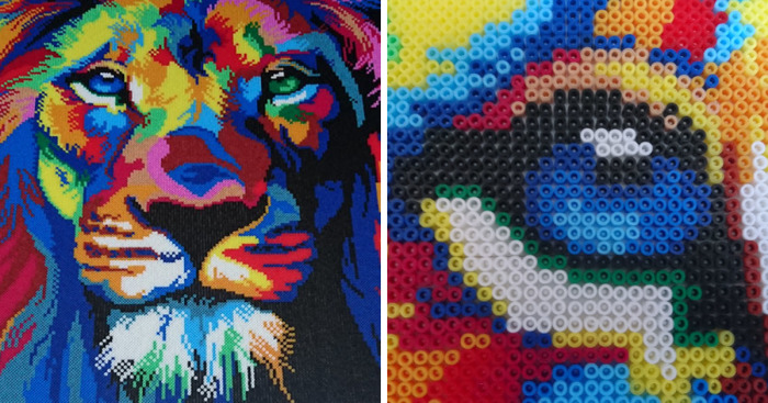 I Spent 85 Hours Using Tweezers And 45k Beads To Made A Lion Portrait