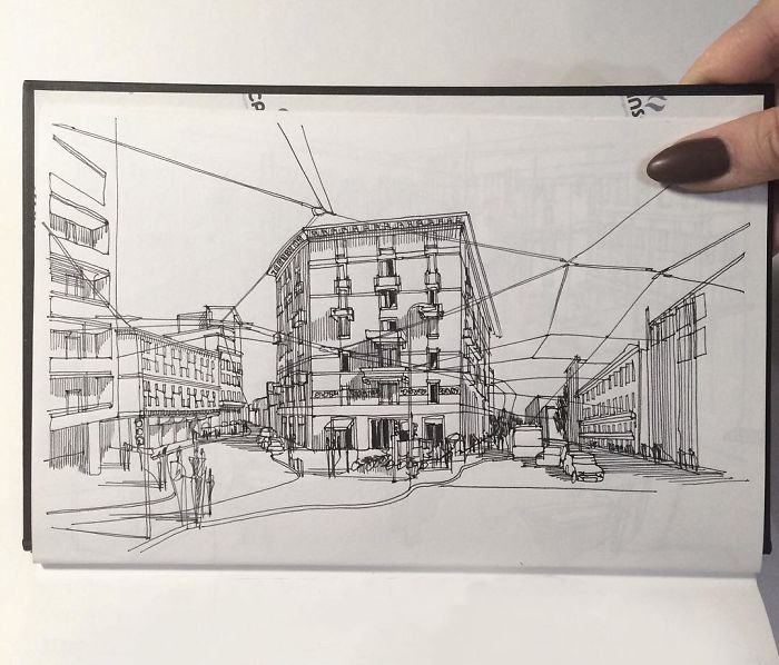 Sketch Of Typical Italian Street