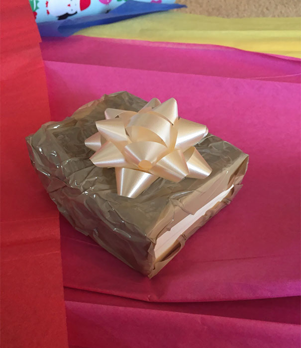 Bought My Wife A Necklace. The Guy Asked Me If I Would Like It Gift Wrapped. I Told Him Yes And Asked Him To Make It Look As Horrible As Possible