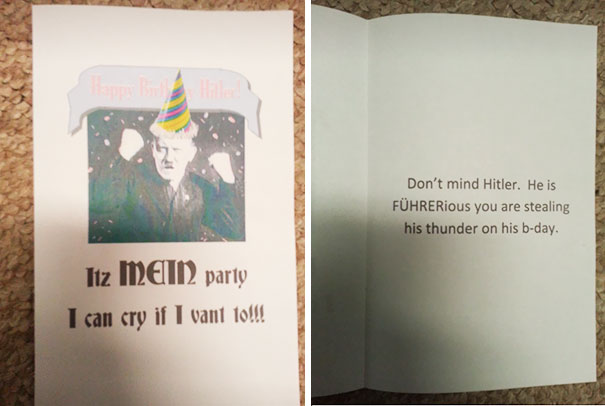 My Wife Shares A Birthday With Hitler So I Made Her This Card