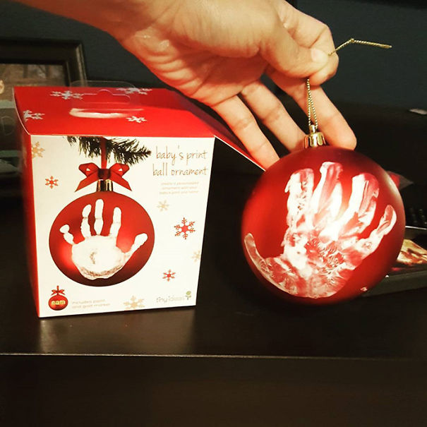 Baby Print Ball Ornament Fail
