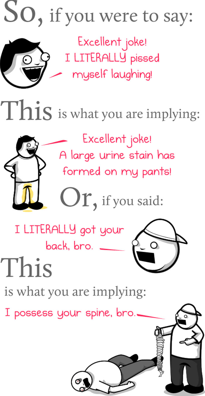 Meme showing literal interpretations of English phrases with humorous images and text.