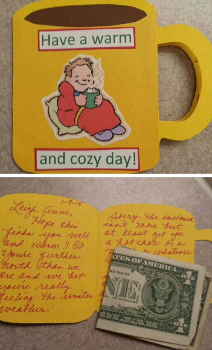 My Grandma Is Adorable. She Made Me This Homemade Card And Sent Me 5 $1 Bills