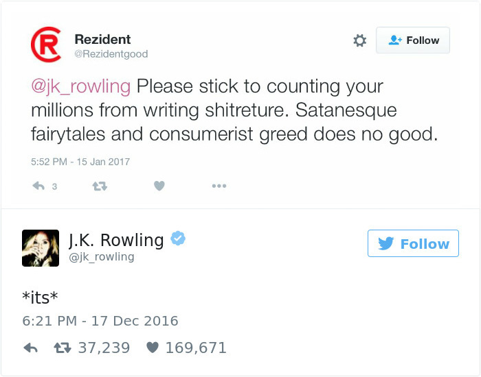 J. K. Rowling Twitter Comebacks