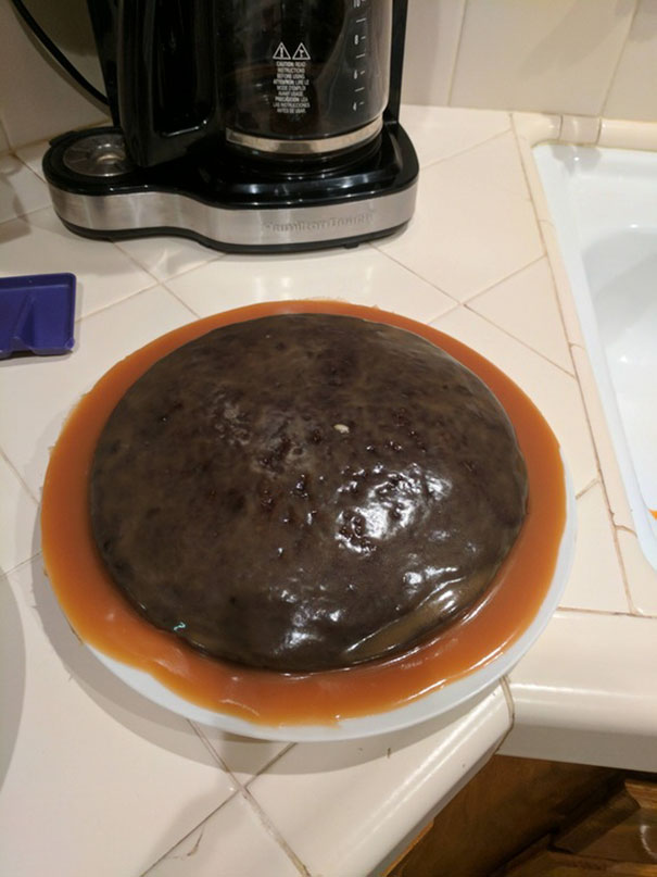I Made Some Caramel But Didn't Know What To Do With It So I Made A Cake To Put The Caramel On But The Cake Was Too Warm And The Caramel Melted Off And Also Caramel And Cake Don't Go Together At All