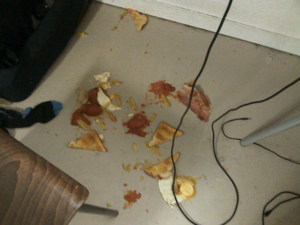 Deconstructed English Breakfast, Served On A Bed Of Linoleum. With Sock On The Side