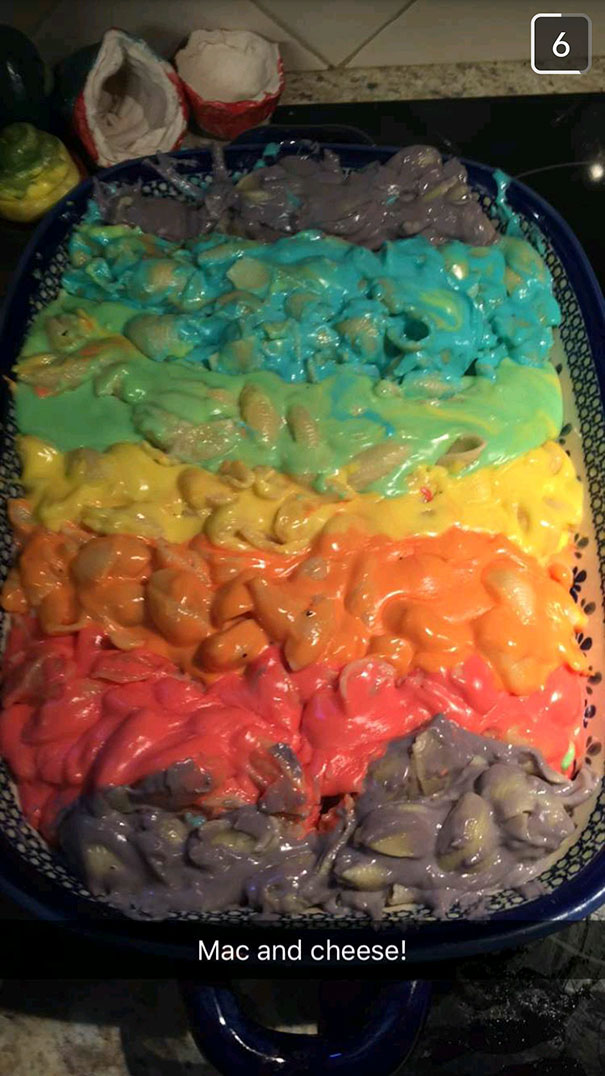 Girlfriend Sent Me A Pic Of Her Family's Dinner- Rainbow Mac And Cheese