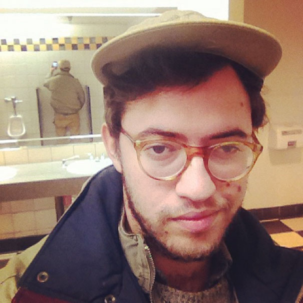 Man taking a selfie while peeing 