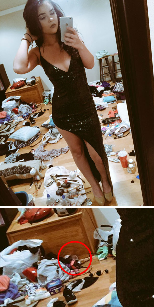 Woman taking mirror selfie 