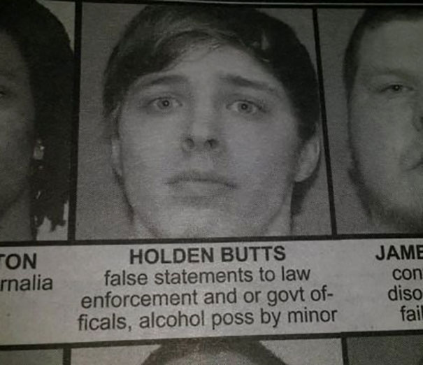 Mugshot with a humorous name, part of a list of funny names.