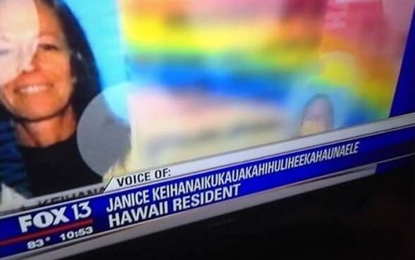 News graphic displaying a Hawaii resident with a notably long and funny name.