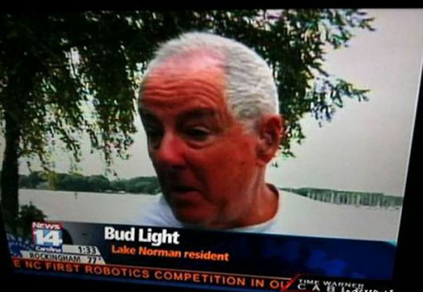 Man named Bud Light on news segment about Lake Norman resident, highlighting funny names.