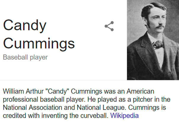 Candy Cummings, famous baseball player, part of the ultimate list of funny names.