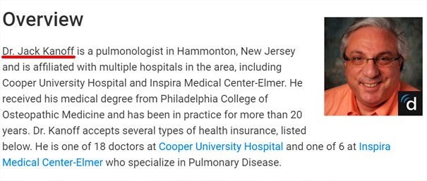Dr. Jack Kanoff in a professional profile image, part of the funny names list.