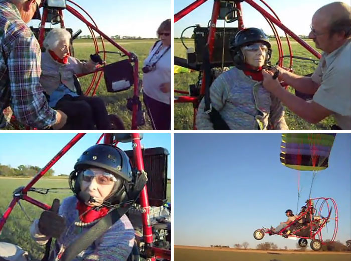 92-Year-Old Grandmother Gets Dying Wish To Fly In A Rainbow Motorized Parachute Fulfilled