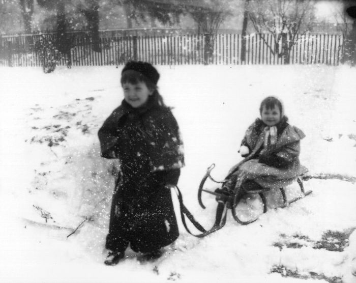 Children Playing With Sleigh In The Snow, Oxford, 1903