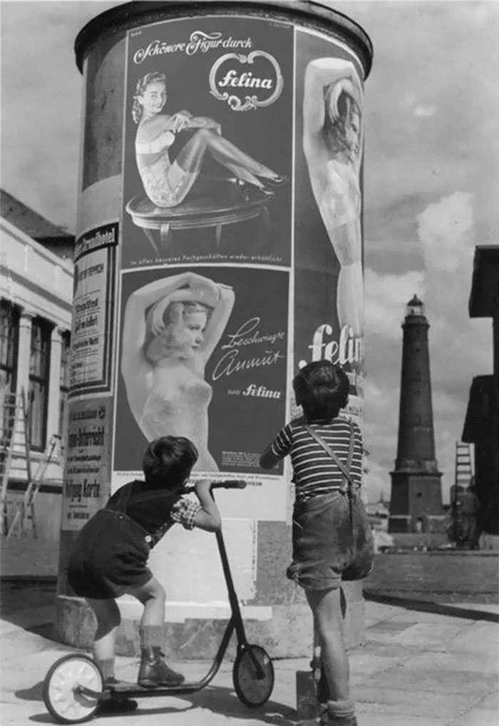 Children Looking At Billboard Adds, New York, 1950s