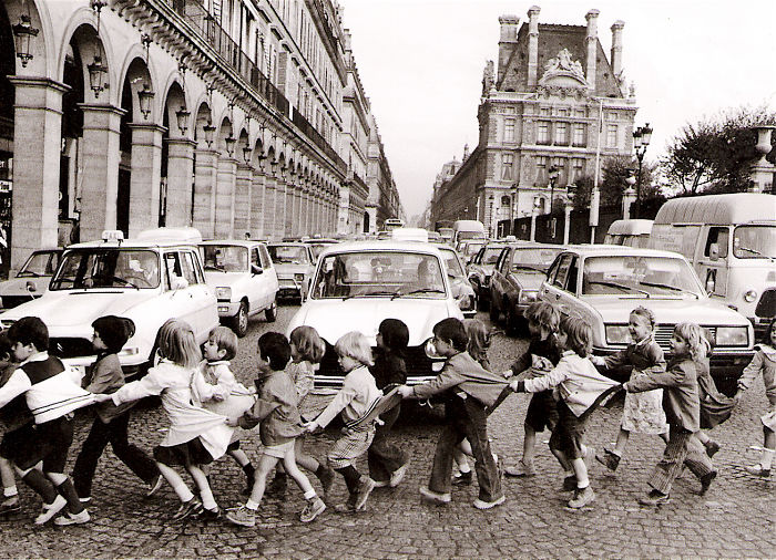 Pupils Walking On Rue De Rivoli, Paris, 1978
