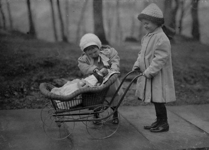 Two Young Girls Play A Campbell Soup Kid Doll, New York, 1912