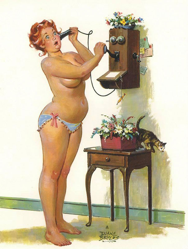 illustration of a plus-size girl phoning somebody
