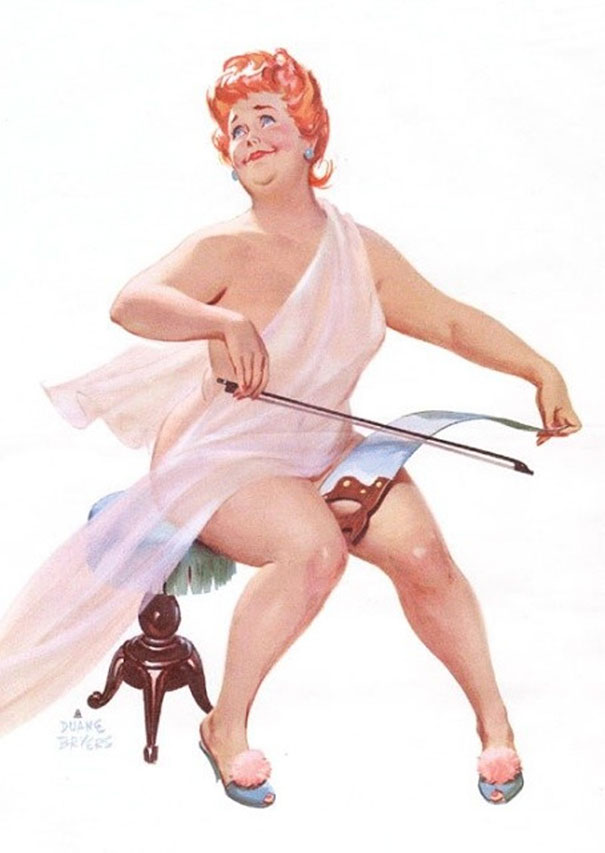 illustration of a plus-size girl playing on the saw