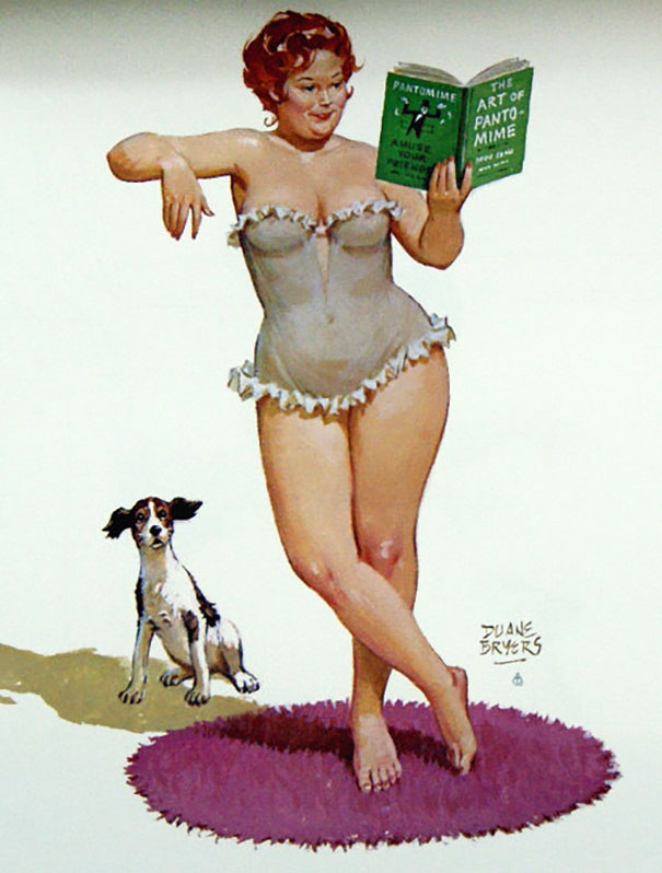illustration of a plus-size girl standing on the rug and reading the book