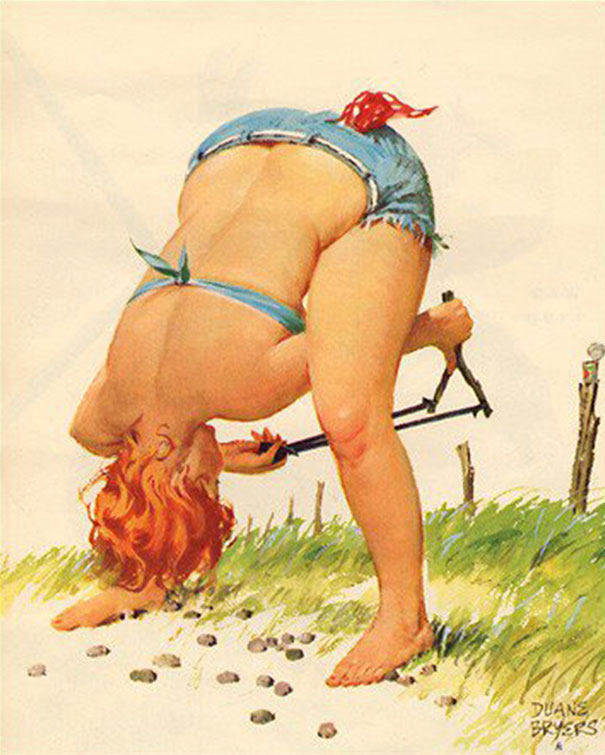 illustration of a plus-size girl shooting with a slingshot