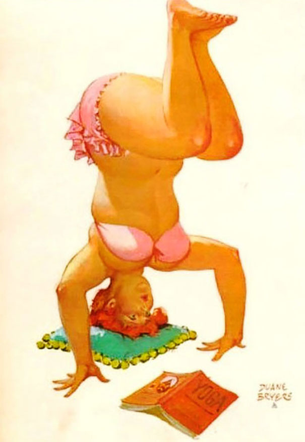 illustration of a plus-size girl making yoga