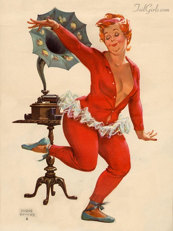 illustration of a plus-size girl dancing in a red costume