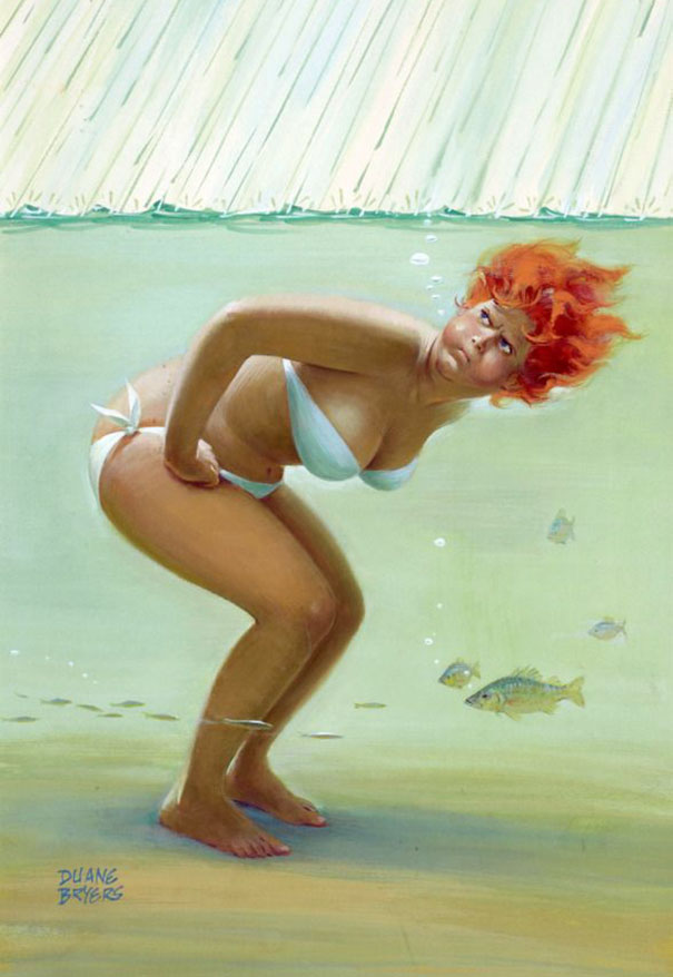 illustration of a plus-size girl under the water