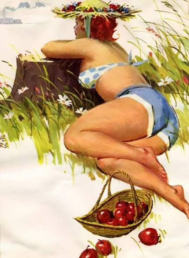 illustration of a plus-size girl looking away