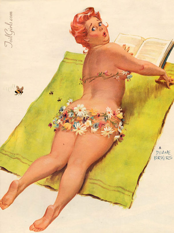 illustration of a plus-size girl reading a book on the beach