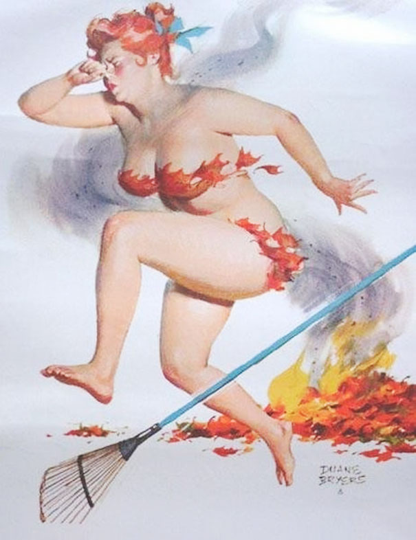 illustration of a plus-size girl running out of the fire