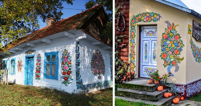 Little Polish Village Where Everything Is Covered In Colorful Flower Paintings