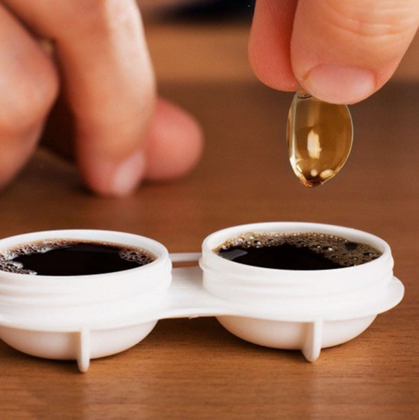 If You're Up Really Late Studying For Finals, Try Swapping Your Contact Solution With Coffee For A Quick Pick-Me-Up