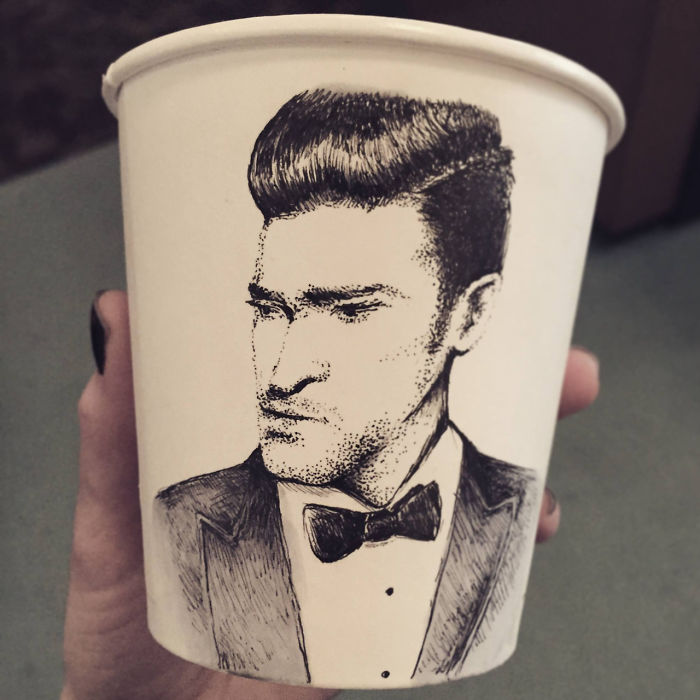 While Working As An Animator I Still Find The Time To Draw On Coffee Cups