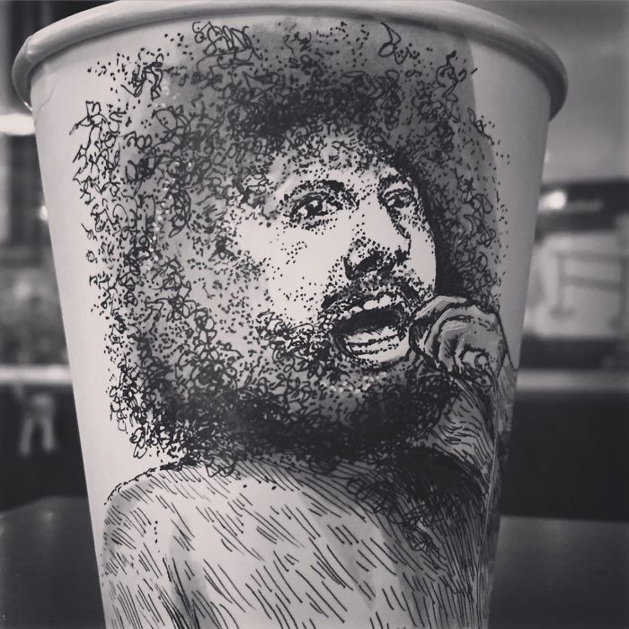 While Working As An Animator I Still Find The Time To Draw On Coffee Cups