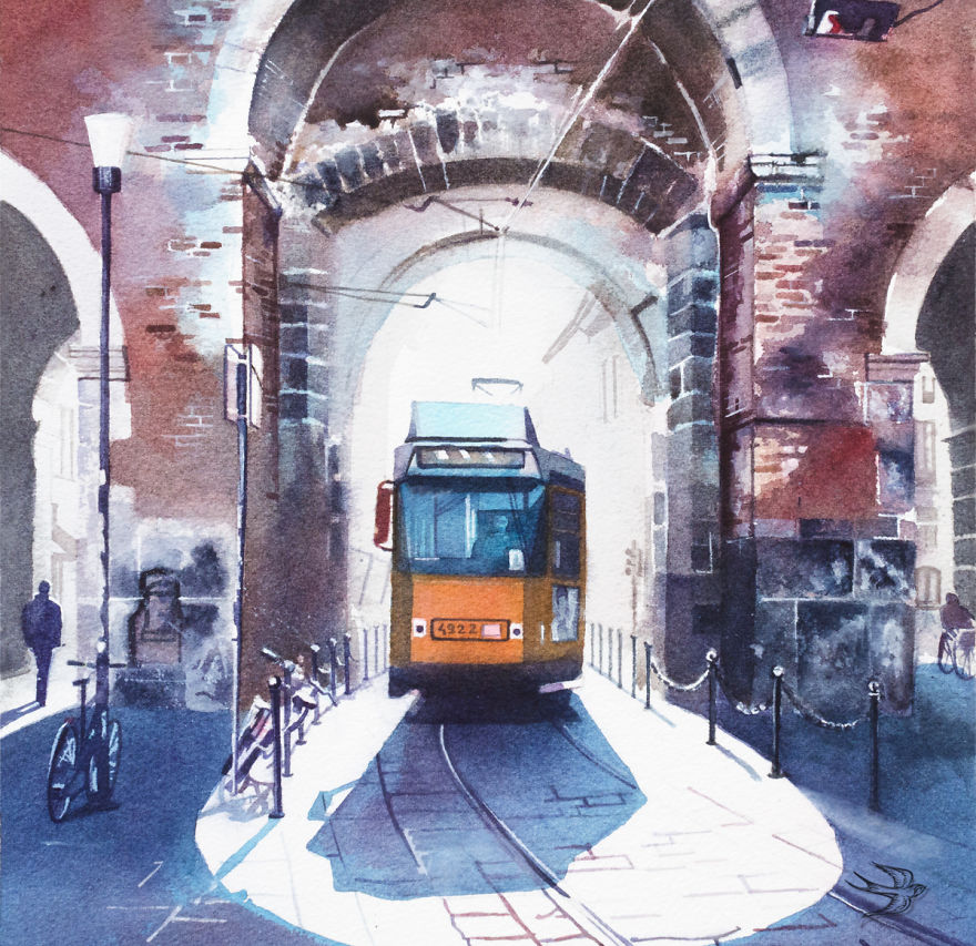 My Friend Captures The Spirit Of Milan In Her Watercolors My Friend Captures The Spirit Of Milan In Her Watercolors