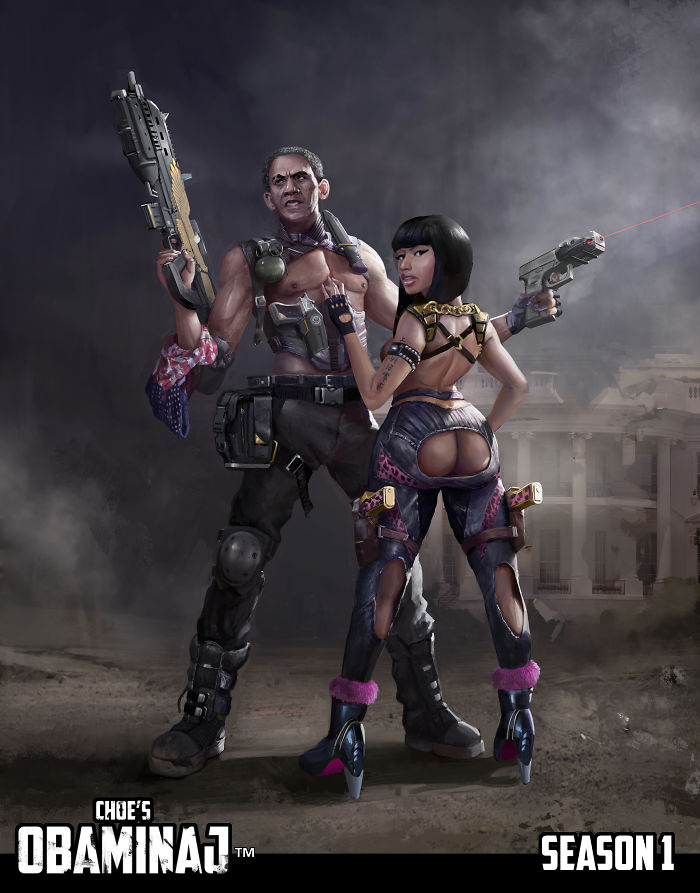 After The Trumpocalypse, Obama And Nicki Join Together To Save The World. Obaminaj. An Art Series